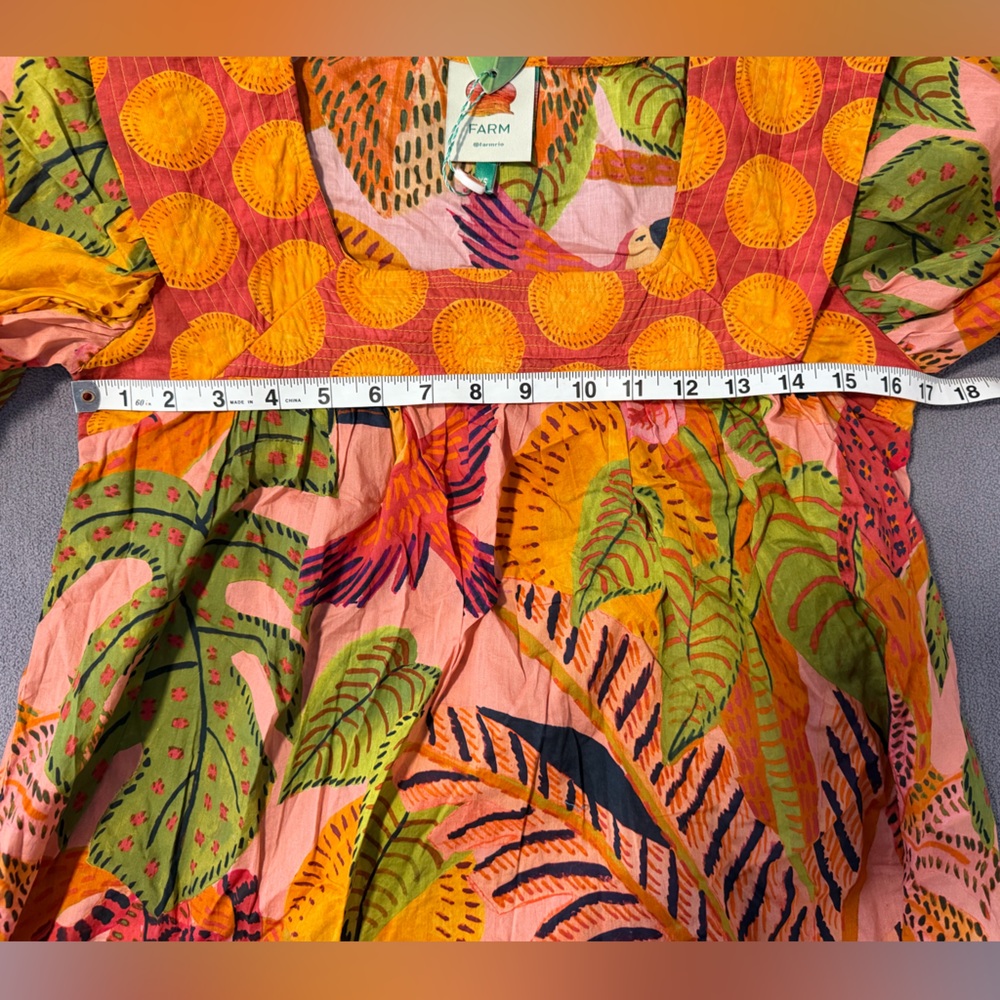 Farm Rio Summer Dream Square Neck Blouse XS - Picture 10 of 16